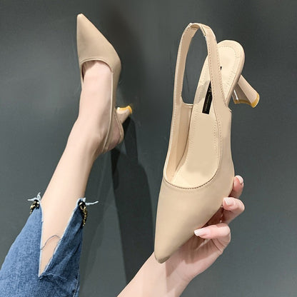 Sapatos Femininos de Verão com Salto Agulha, Bico Fino, PU Respirável, Confortáveis e Elegantes, Boca Rasa, Sandálias Sensuais