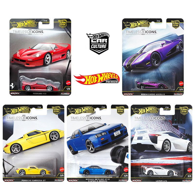 Hot Wheels Premium FPY86 Timeless Icons, Nissan Koenigsegg Ferrari F50 Lexus Porsche, Carro de Liga Fundida em Escala 1:64 para Colecionadores
