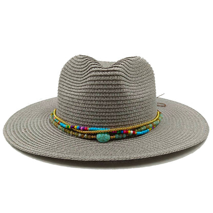 Rose Red Summer Straw Hat Jazz Top Visor Hat New Accessories Outdoor Summer Visor Beach Hat  sombreros
