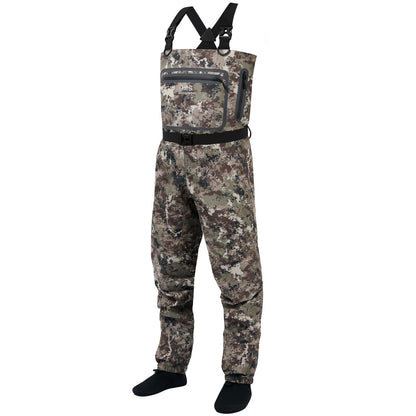 BASSDASH Stockingfoot Masculina Leve e Respirável, Macacão de Peito com Meias, Camuflado Preto para Pesca com Mosca e Caça FW11