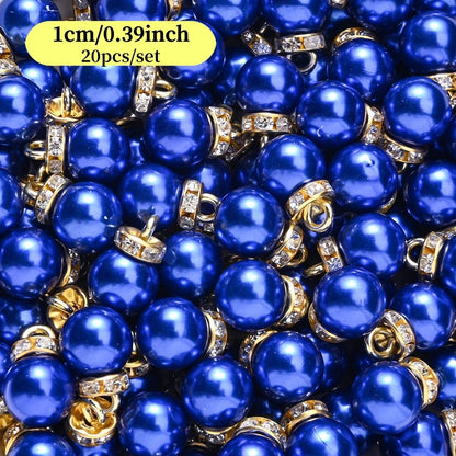 20pcs/set Shiny CCB Christmas Beads Pendant Classic Golden Rhinestone Spacer Beads For Earrings  Making Fashion Accessories