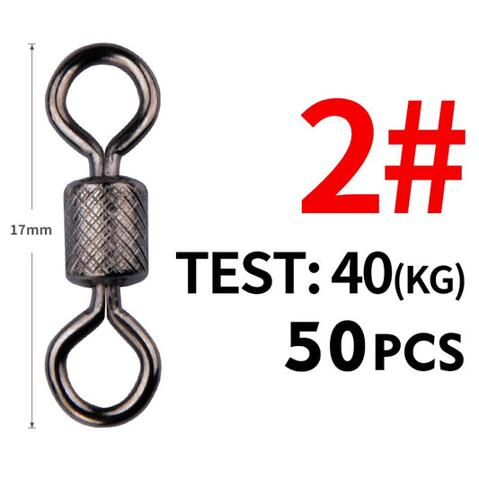 Meredith 50PCS/Lote Giradores de Pesca Rolamento de Esferas Giratório com Fecho de Segurança Anéis Sólidos Giratório para Acessórios de Pesca de Carpa