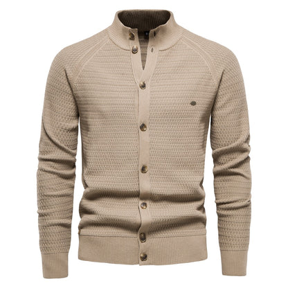 AIOPESON Knitted Mens Cardigan Cotton High Quality Button Mock Neck Sweater for Men New Winter Fashion Designer Cardigans Men