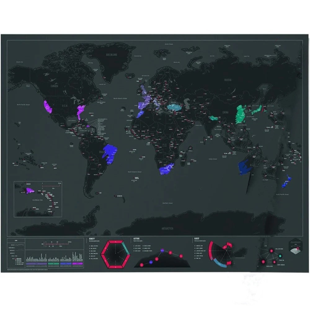 International Erase Scratch Maps - Explore Adventure Maps 58X83 CM - Deluxe Scratch Off Maps Travel Poster Room Office Decor