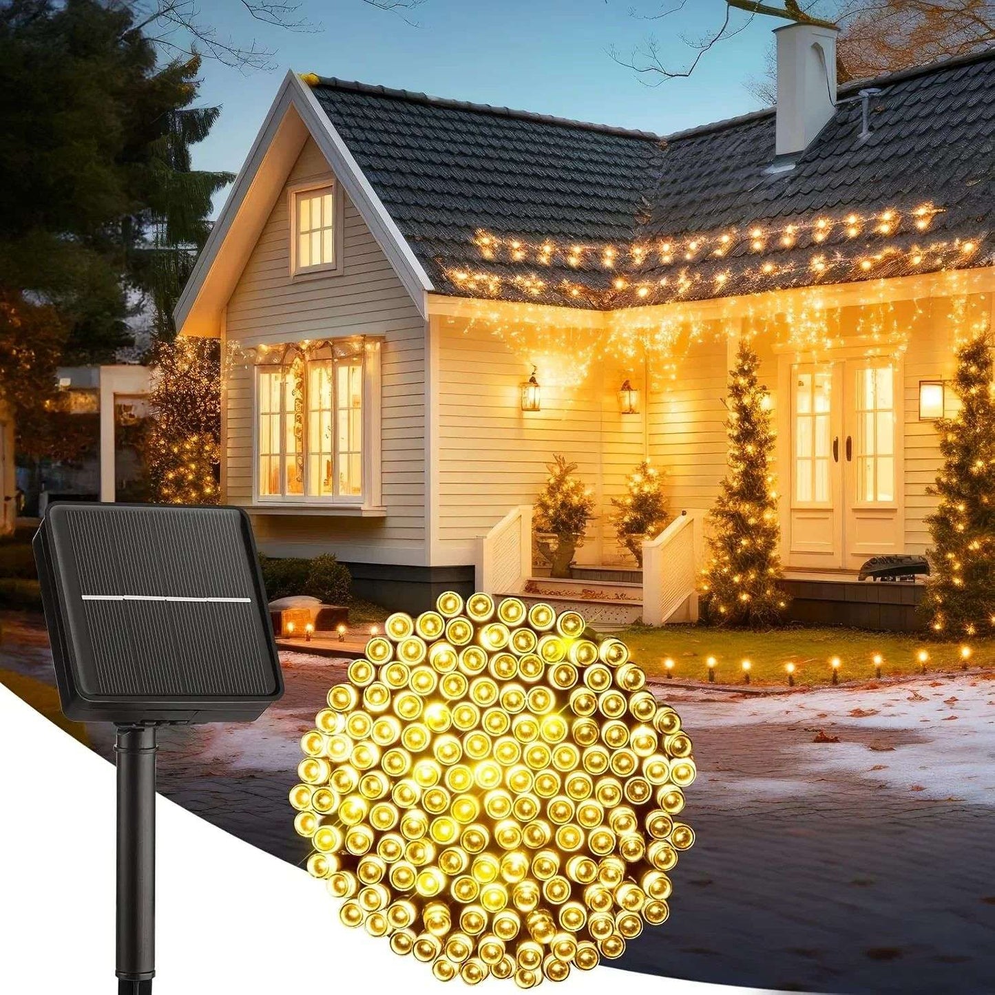 Solar Powered LED Flower Wreath Fairy Light String 50/100LED with 8 Modes Outdoor Garden Lights for Christmas Wedding Decoration