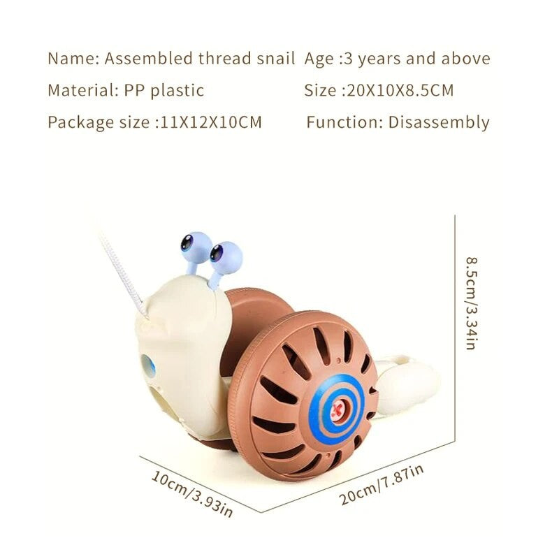 1 PCS Rope Assembly Pull Thread Snail Children's Puzzle Assembly Rattle Baby Outdoor Toddler Toy Children's Gift