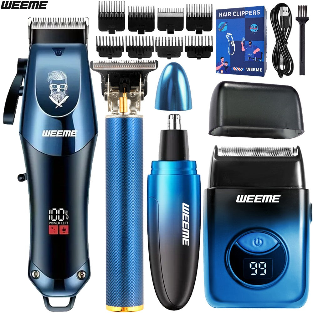 WEEME 4-in-1 Electric Hair Clipper Set for Men - Rechargeable Cordless Hair Trimmer Shaver Kit with Nose Ear Grooming Tools