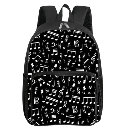 Musical Note Print Square Front Pocket Backpack Zipper Large Capacity for Boy/Girls Best Gift 3D Cartoon Children's School Bag