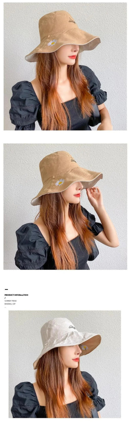 Summer 2024 New Sunshade And Sunscreen Bucket Hat Korean Version Large Brim Outdoor Fashion Neck Hat
