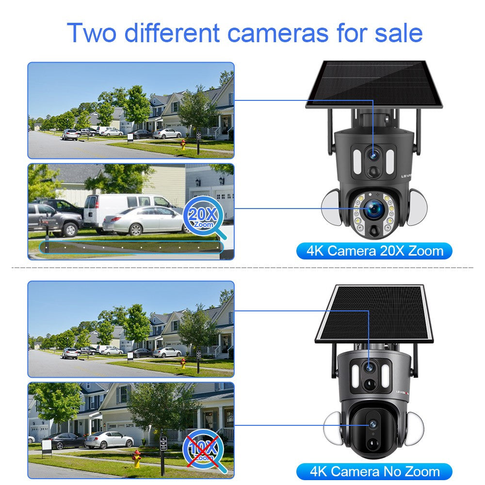 LS VISION 4K 20X Optical Zoom Dual Screen Solar Camera Outdoor 8MP 4G/WiFi PTZ Dual PIR Detection Auto Tracking Security Cameras