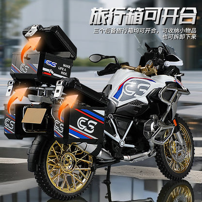 1:10 R1250GS Adventure Moto de Liga Leve Die Cast Modelo de Veículo Coleção Som e Luz Off Road Motocicleta Brinquedos Carro