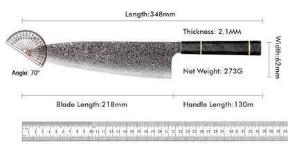 Professional 67-layer Damascus Japanese Kitchen Nakiri Gyuto Chef bread boning Knife Set Home kitchen tool with Carbon Fiber HD