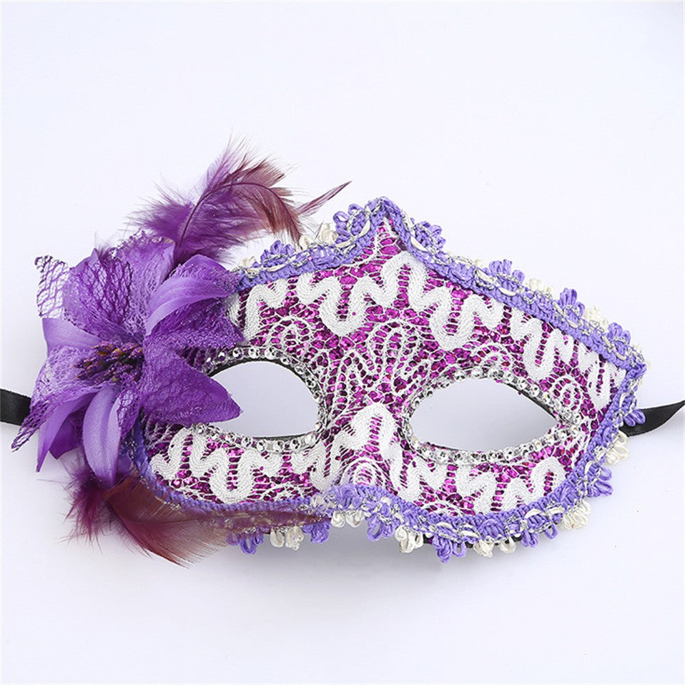 Halloween Mask Masquerade Princess Half Face Lace Plus Flower Children Adult Eye Mask Female Party Performance Props