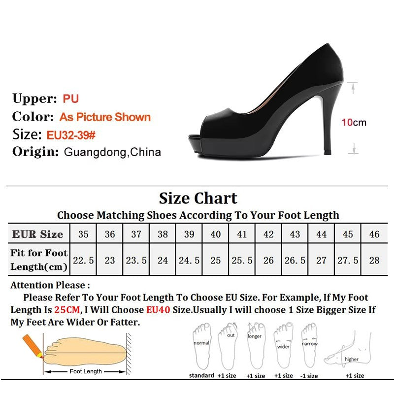 2025 Fashion New Women Fish Mouth High Heels Shoes Glossy Naked Pink Shallow Mouth Peep Toe Single Shoes Ladies Platform Sandals