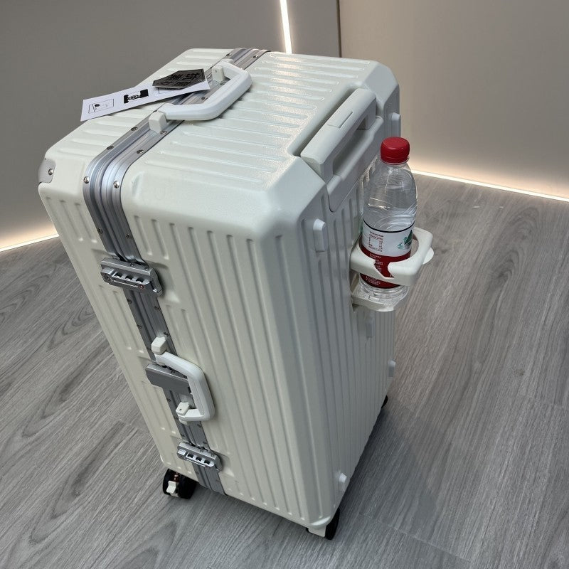 Mala de Viagem Nova com Estrutura de Alumínio, Suporte para Copo, Material PC, Mala de Cabine com Rodas, Grande Capacidade