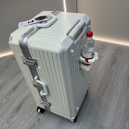 Mala de Viagem Nova com Estrutura de Alumínio, Suporte para Copo, Material PC, Mala de Cabine com Rodas, Grande Capacidade