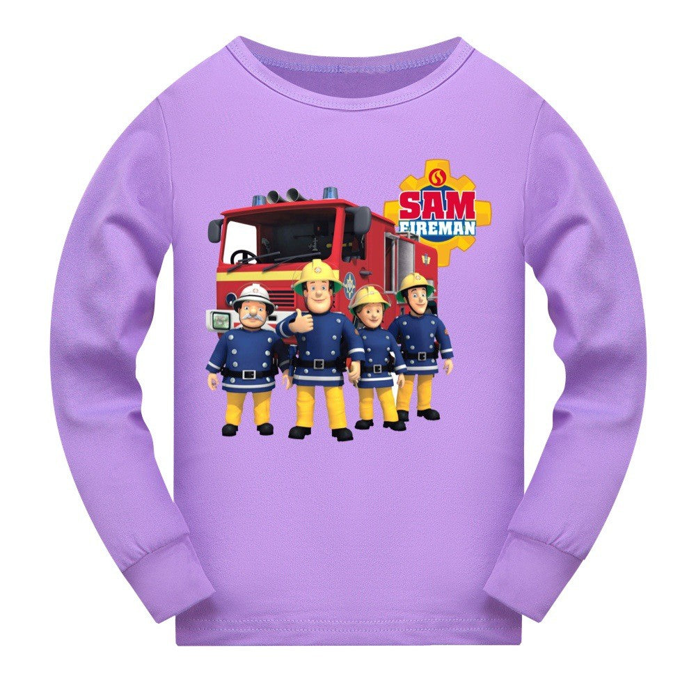 Anime Fireman Sam Clothes Kids Fire Fighting Pajama Sets Baby Girls Homewear Toddler Boys Nightwear Children Long Sleeve Pijamas