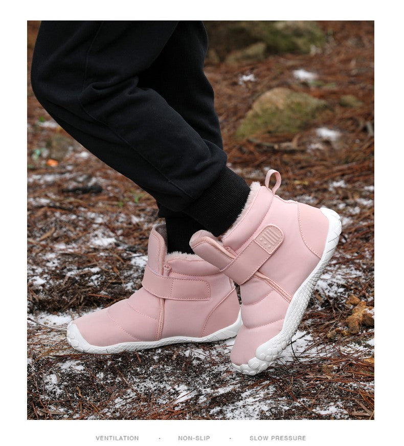 Kids 2025 New Wide Toe Barefoot Snow Boots Boys Girls Winter Minimalist waterproof Sneakers Girls Boys Non-Slip Warm Snow Boots