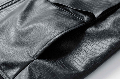 New Spring Autumn Winter PU Leather Stand Collar Open Cardigan Biker Casual Loose Fit Jacket Men's Fashion Outerwear