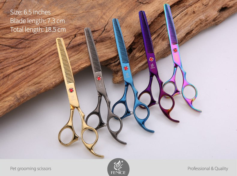 Conjunto de tesouras de tosa Fenice novo design colorido 7.0 polegadas tesouras retas de desbaste curvadas