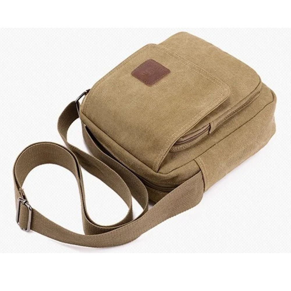 Vintage Canvas Men Crossbody Bag Anti-theft Large Capacity Outdoor Small Bag Wear-resistant Business Cashier Wallet Shoulder Bag