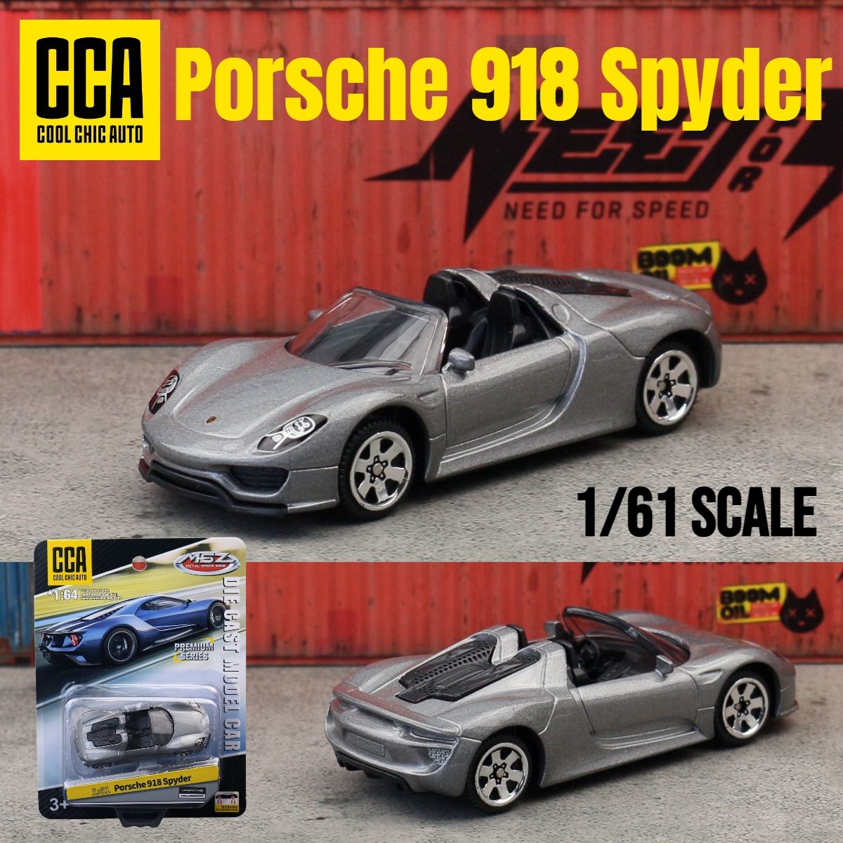 1/61 Porsche 918 Spyder Brinquedo Carro Modelo CCA MSZ 1:64 Miniatura Fundida Coleção Rodas Livres Adequado para Hot Wheels Presente Criança
