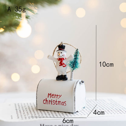 Metal Iron Red Mailbox Hanging Ornament Christmas Tree Pendant Letters To Santa Claus Home Christmas Decoration