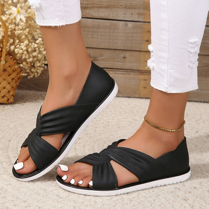 Women Lightweight Cross-cutting Fastener Large Sport Sandals Sporty Black EVA Sandals Summer Woman Shoes