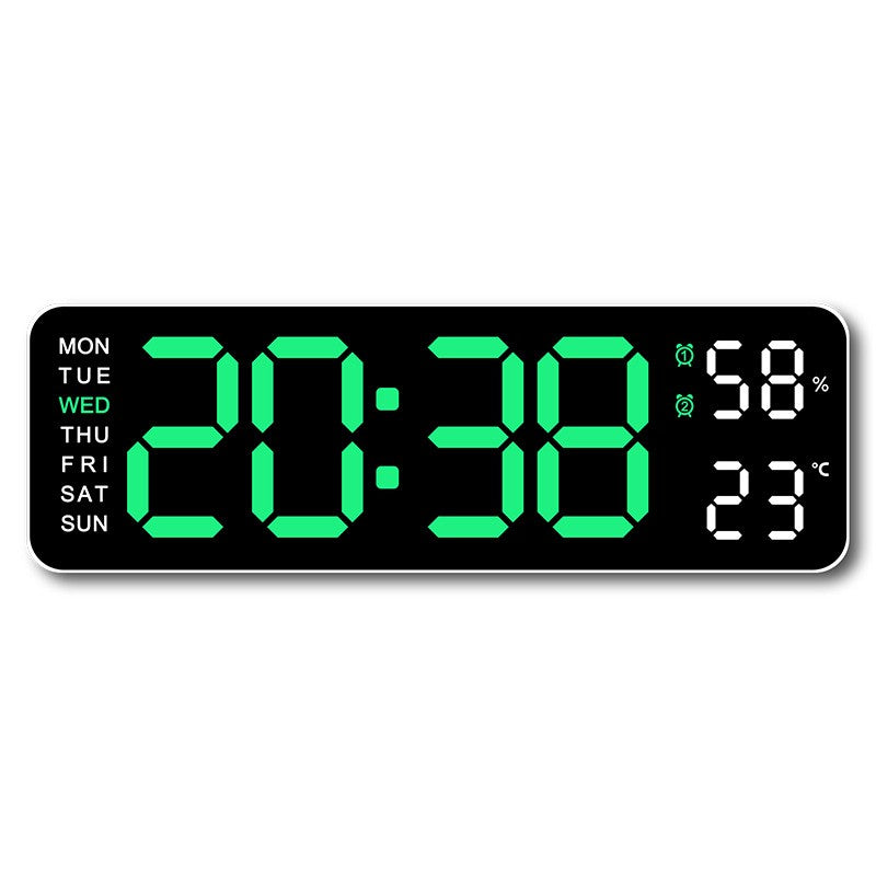 LED Electronic Alarm Clock 9-inch Wall Clock USB Powered Temperature and Humidity Display Auto-dimming Desktop Clock