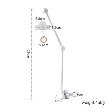 Baby Wooden Bed Bell Cartoon Rabbit Mobile Hanging Rattles Toy Hanger Crib Mobile Bed Bell Wood Toy Holder Arm Bracket Kid Gifts