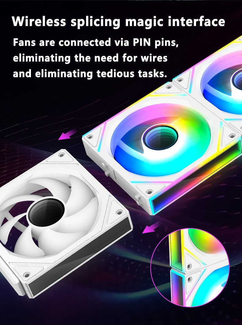 ICE Whale WX-2 Wire-Splicing PC Case Cooling Fan ARGB Mirror Cycle Light Effect 600-1800RPM PWM Water Cooling 360mm Cooler Fan