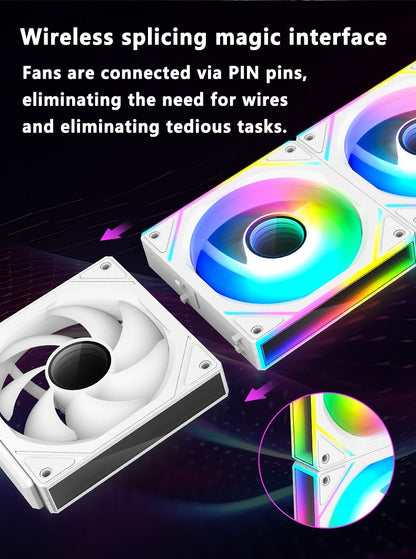 ICE Whale WX-2 Wire-Splicing PC Case Cooling Fan ARGB Mirror Cycle Light Effect 600-1800RPM PWM Water Cooling 360mm Cooler Fan