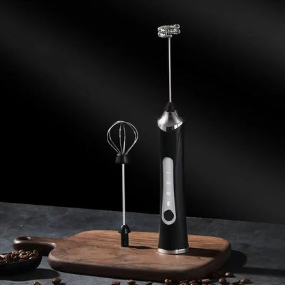 Batedor de ovos elétrico, máquina de café, espumador de bebidas portátil recarregável, batedeira de geleia e creme portátil de 3 velocidades, liquidificador de cozinha