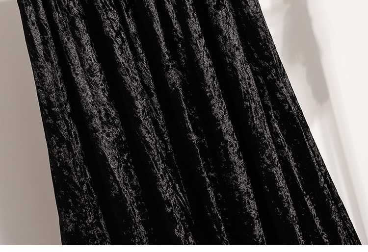 Plus Size Plus Size Women's Velvet Pleated A- Line Midi Skirt Autumn Winter Slimming Half-length Versatile Fashionable Commut...