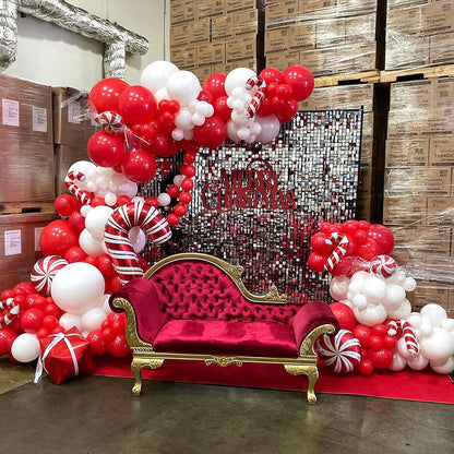 Christmas Balloons Garland Red White Balloon Arch Kit Xmas Candy Cane Foil Globos Christmas Home Birthday Party New Year Decor