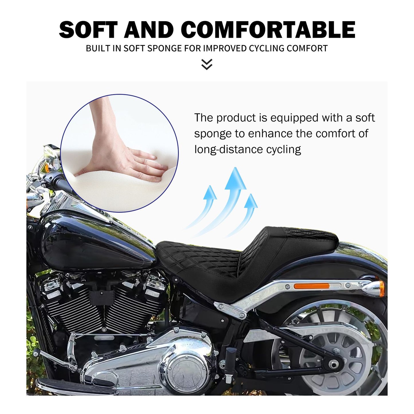 Banco do passageiro do motorista de duas pessoas da motocicleta Selim do piloto Banco dianteiro e traseiro para Harley Softail Fat Boy 2018-2025 Breakout FXBR 2023-25