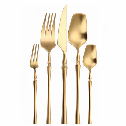 Conjunto de Talheres Matte Dourado Garfos Colheres Facas Conjunto de Talheres Aço Inoxidável Dourado Prata com Garfo de Bolo