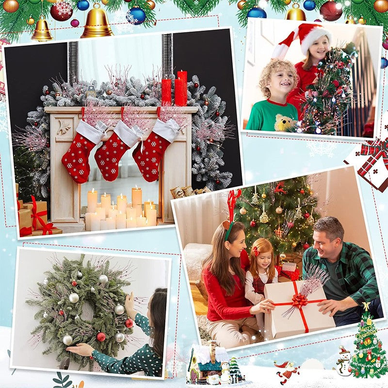 5Pcs Glitter Artificial Berry Bouquet Xmas Tree Ornament for Home Decor Christmas Decoration New Year 2026 Navidad Accessories