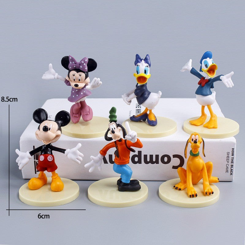 Promoção de 6 pçs/conjunto de Bonecos de Ação Disney Mickey Mouse Minnie Pato Donald em PVC para Bolo, Decoração de Coleção, Presentes Infantis