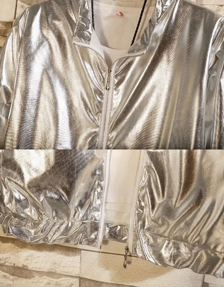 Adults Men's Shiny Metallic Suits Adult Disco Outfit Jacket Pants Halloween Dress Up Nightclub Dance Rave Cosplay Costume