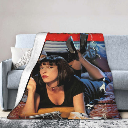 Pulp Fiction Filme Clássico Manta de Flanela Inverno Quente Macia para Estudantes Quarto Aconchegante Colcha de Sofá-Cama