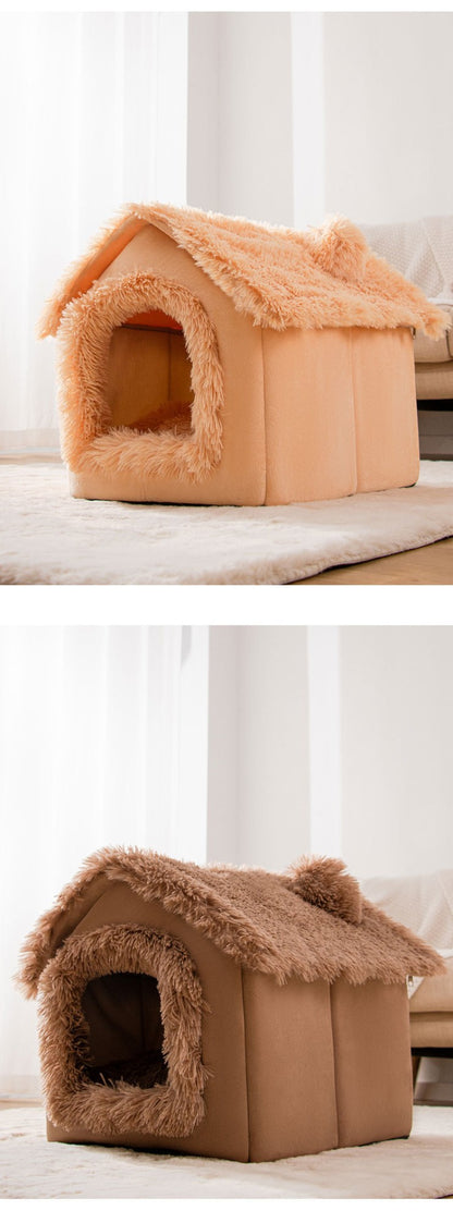 Casinha de Cachorro Grande Interna Macia Confortável, Cama para Filhotes Removível, Toca para Cães Pequenos, Tapete Quente de Inverno para Dormir, Portátil