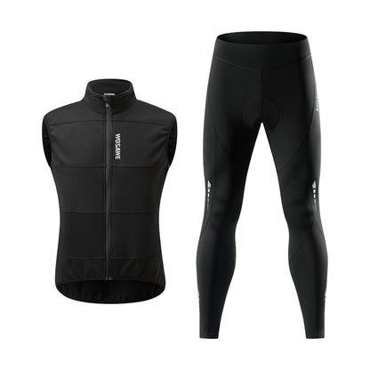 WOSAWE Cycling Jersey Set Winter Spring Vest Pants Sleeveless MTB Bicycle Clothing Warm Bike Jackets Thermal Fleece Suit