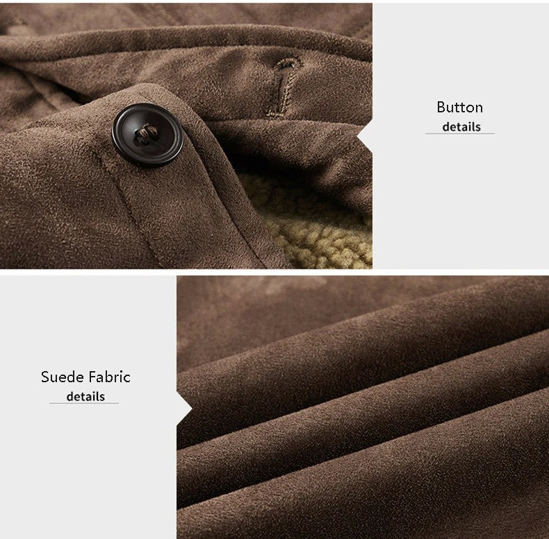 NEEDLESNOAH Autumn Winter Men Warm Pilot Jackets Fleece Suede Thick Coats Male Single Breasted Classic Parkas Fahion Windbreaker