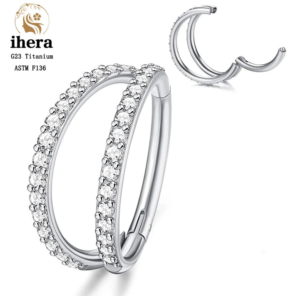 G23 Titânio Anel de Nariz Clicker Orelha Cartilagem Tragus Hélix Daith Brincos Redondos Argolas Zircônia Cúbica 16G Segmento Articulado Joia de Piercing Corporal