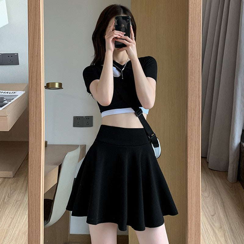 Bubble Short Skirt Women Half Skirt Anti Exposure High Waist Sun Underwear Hundred Pleats