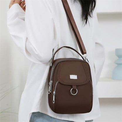 Lightweight Nylon Women's Crossbody Bag, Casual Mini Handbag with Multiple Zip Pouch, Chic Design Shoulder Bag for Everyday Use