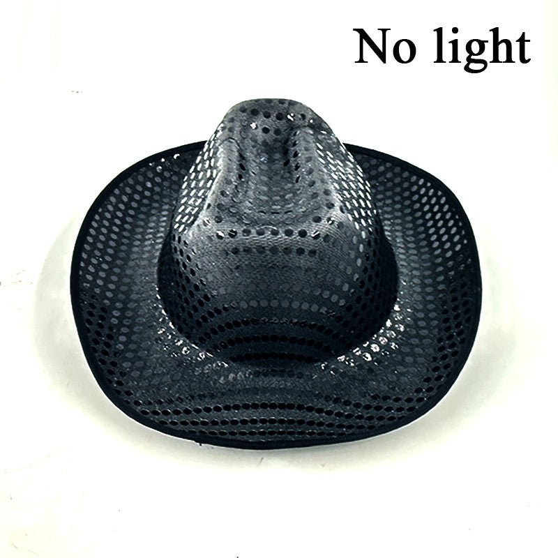 Chapéu de Cowboy LED Sem Fio, Chapéu de Cowboy Luminoso, Chapéu de Cowgirl Rosa para Discoteca, Noivas, Acessórios para Shows, Boates e Festas a Fantasia