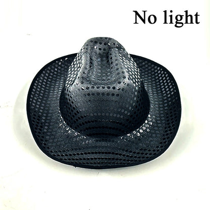 Chapéu de Cowboy LED Sem Fio, Chapéu de Cowboy Luminoso, Chapéu de Cowgirl Rosa para Discoteca, Noivas, Acessórios para Shows, Boates e Festas a Fantasia