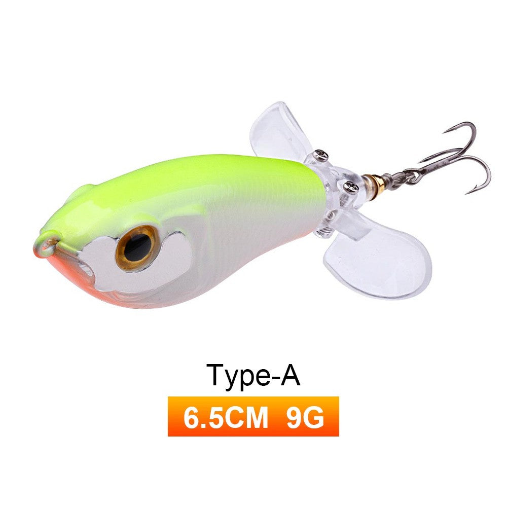 Iscas de Pesca TREHOOK 9g/16g de Superfície Whopper Popper Cauda de Hélice Dupla Giratória Isca Artificial Flutuante
